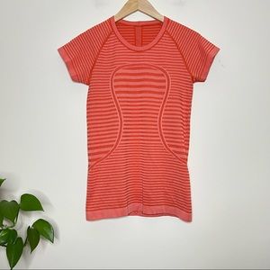 Lululemon Swiftly Tee Orange Striped Size 8